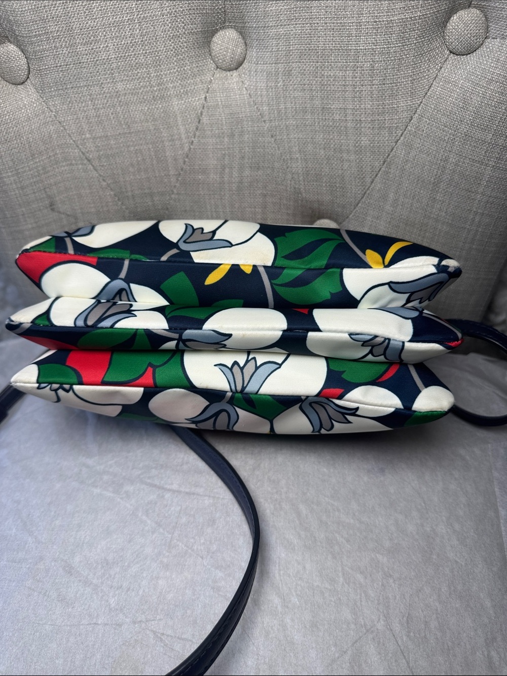 kate spade Navy Floral Print Crossbody with Gold Hardware - Picture 5 of 8